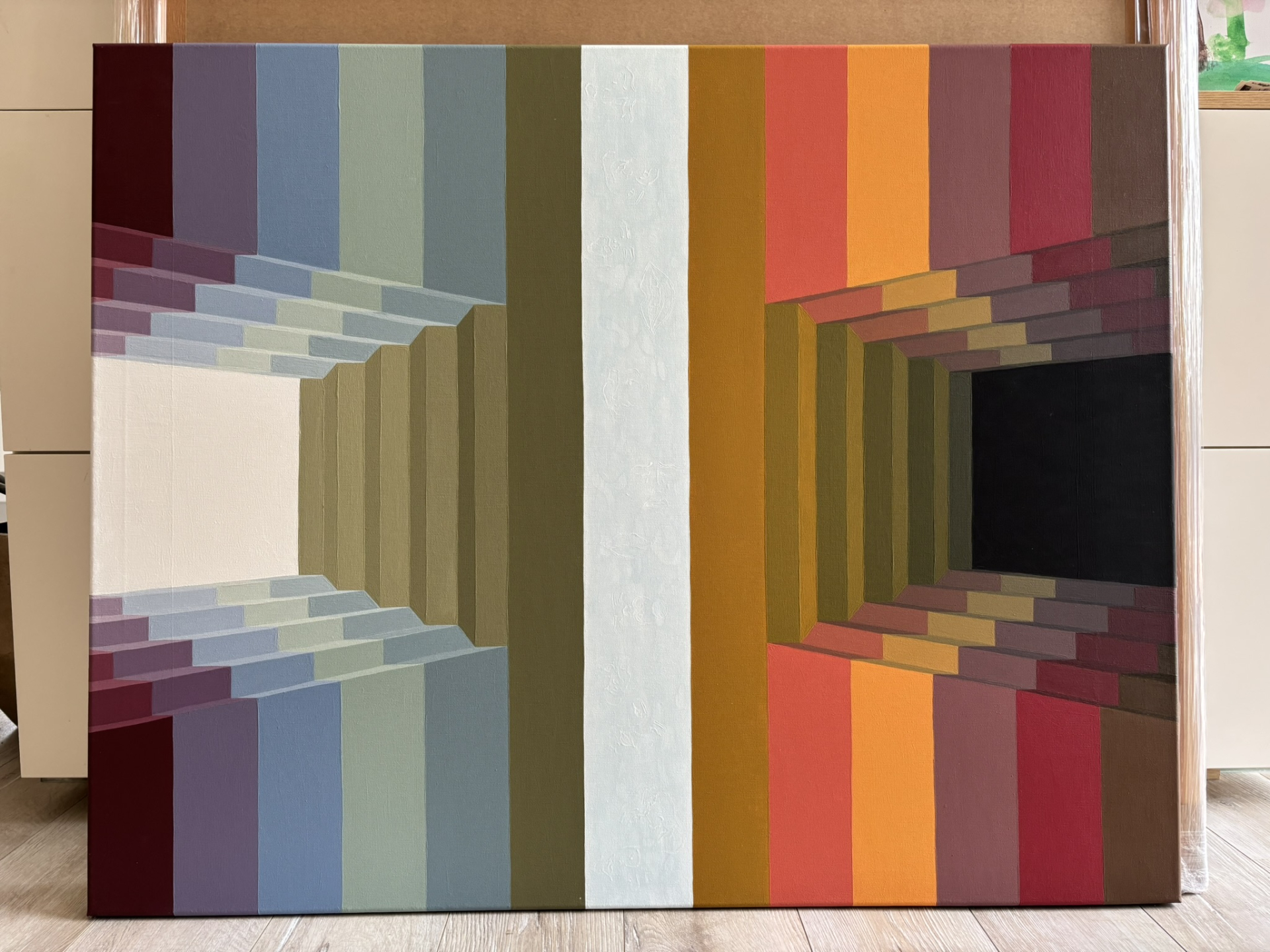 Válaszút, 80x100cm, geometrikus absztrakció, 07